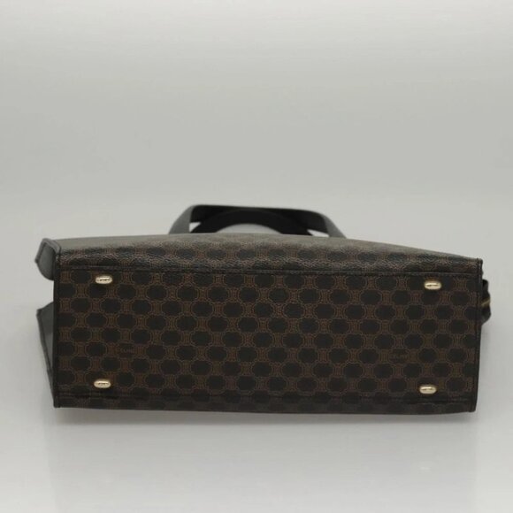 CELINE Macadam Canvas Hand Bag PVC Leather Brown Gold Auth - Picture 7 of 15